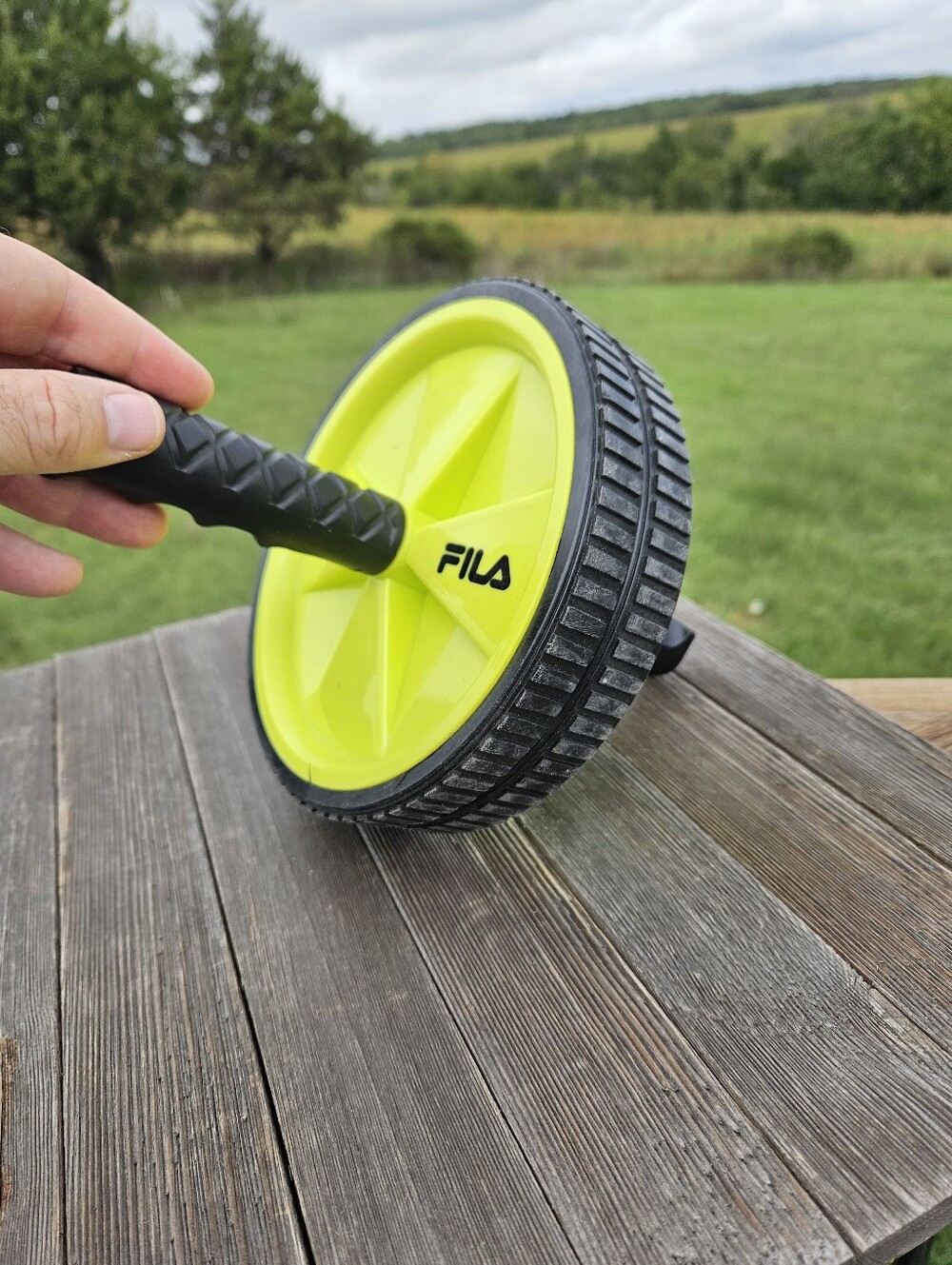 FILA Accessories Core Ab Wheel Roller Abdominal Exercise Home Gym Fitness Lime